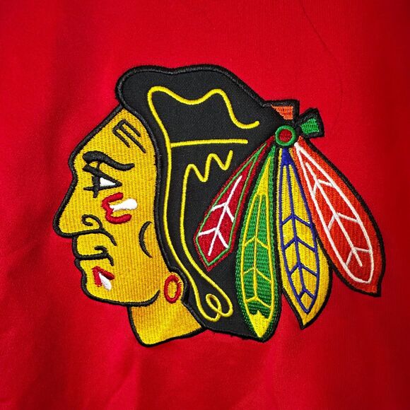 My NHL Youth Chicago Blackhawks Hockey Red White Embroidered Logo Hoodie Size XL - Picture 4 of 14